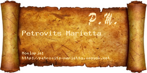 Petrovits Marietta névjegykártya